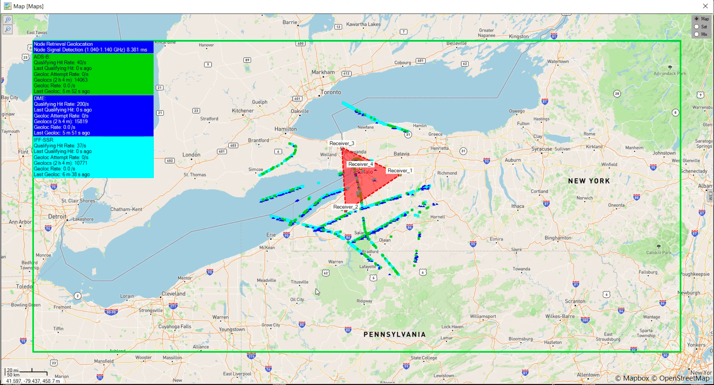 Geolocation of commercial aircraft