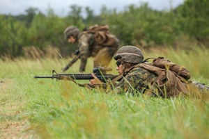 Ground forces assaulting forward