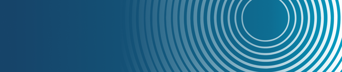 Blue gradient background with white circular rings