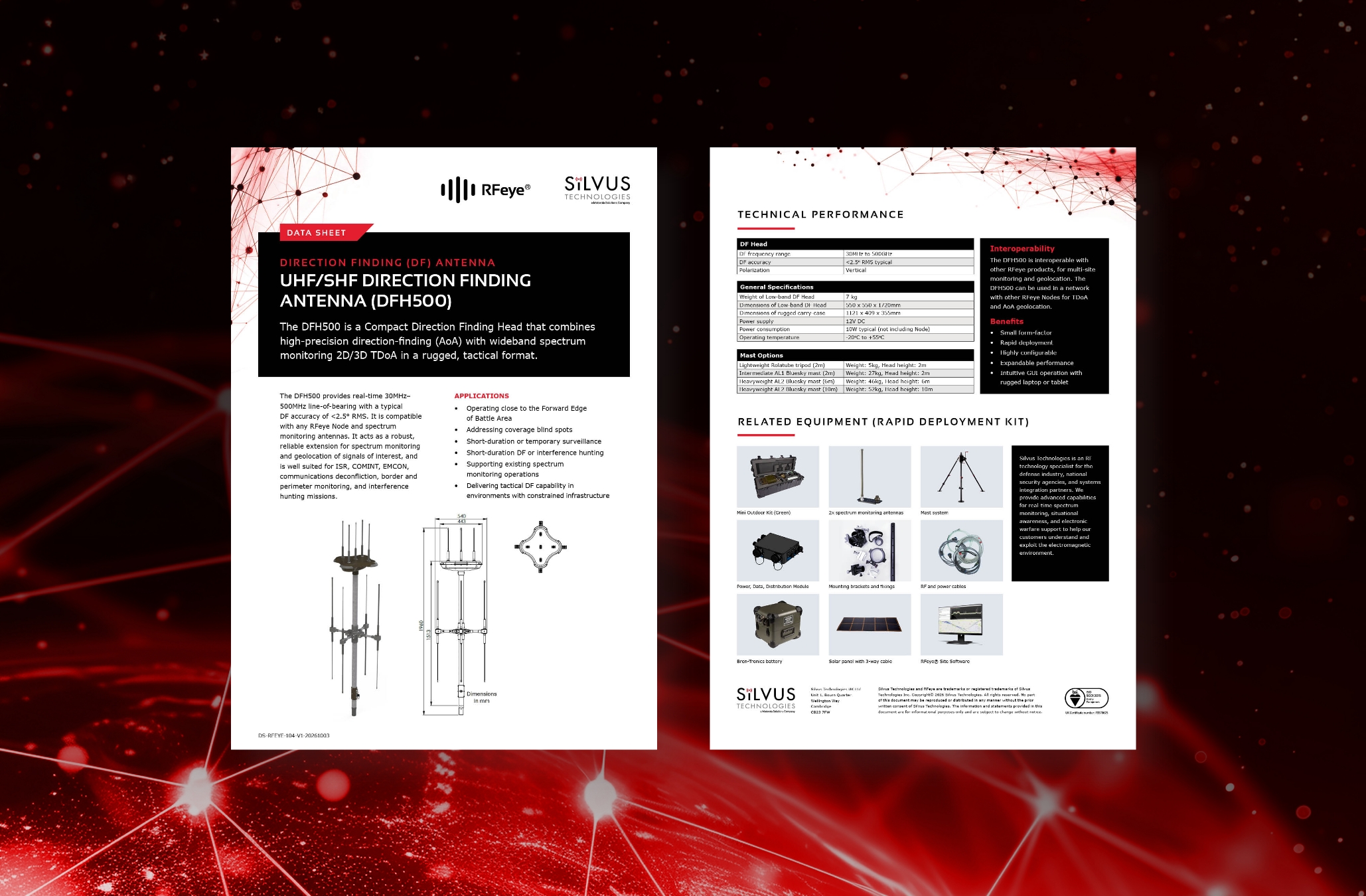 RFeye DFH500 - Tactical direction-finding head with compact DF antennas